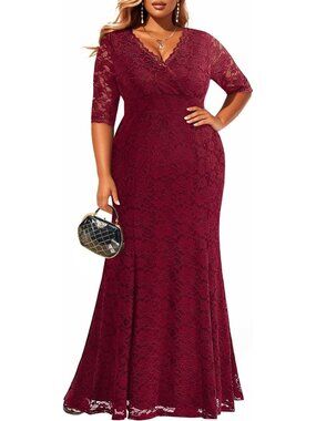 Plus Size Formal Evening Dress | Pinup Style Wedding Guest Gown, Bridal Attire
